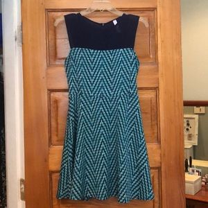 Blue/green fit and flare Francesca’s dress